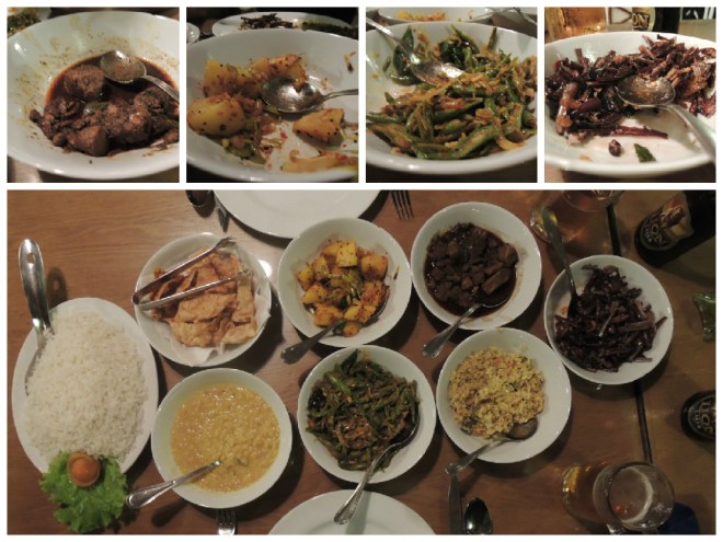 Authentic rice and curry meal at the resort; not on the menu but you can request it (make sure to do so about 6 hours in advance)